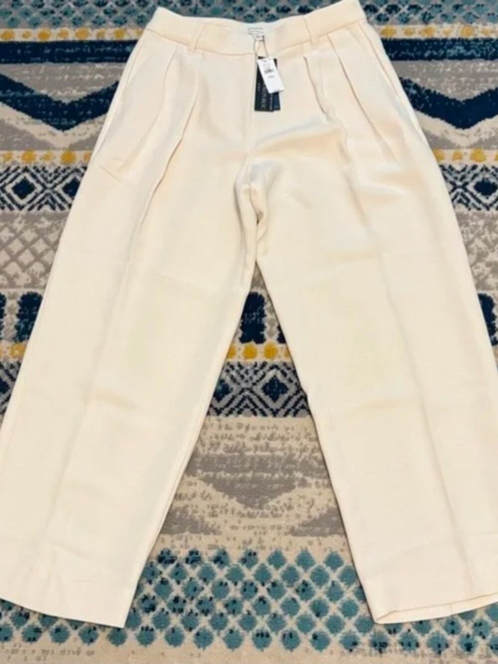 Banana Republic Cream Pleated Wide Leg Trousers Pants Size 6 Petite $120